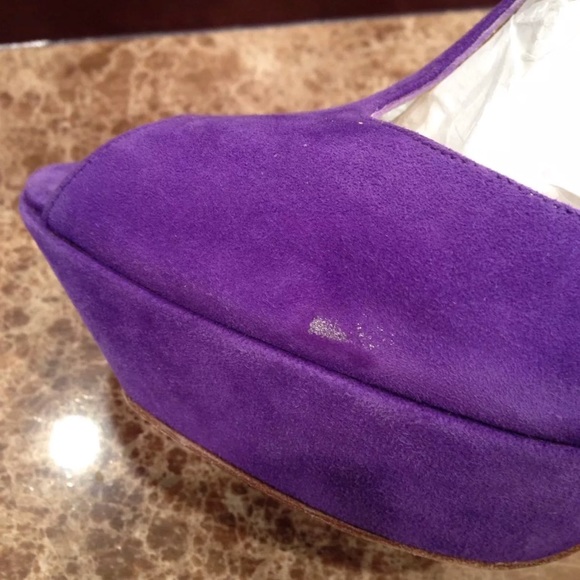 BADGLEY MISCHKA PURPLE SUEDE PEEP TOE HEEL - Picture 4 of 7